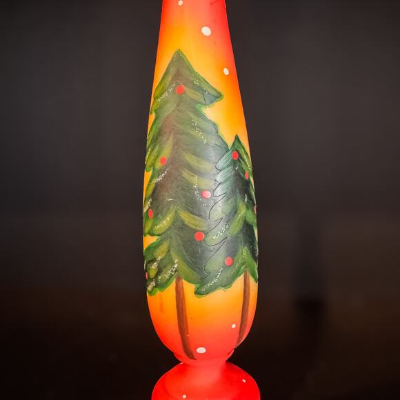 Festive Christmas Tree Candle Stick Holder, Handpainted Resin-Holiday Decor-11”H - Picture 5 of 8
